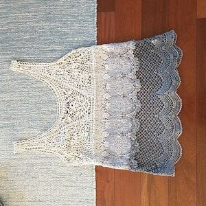 White grey lace tank